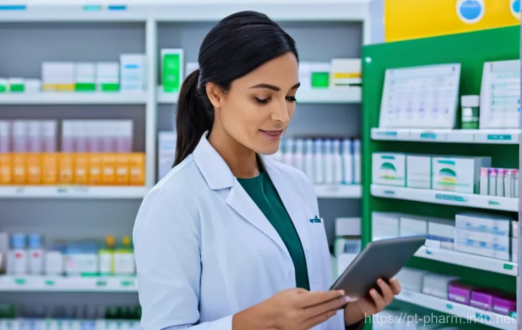 약사 약물 데이터 시각화 방법 - **Prompt:** A serene and capable female pharmacist, in her late 30s, wearing a clean, professional l...