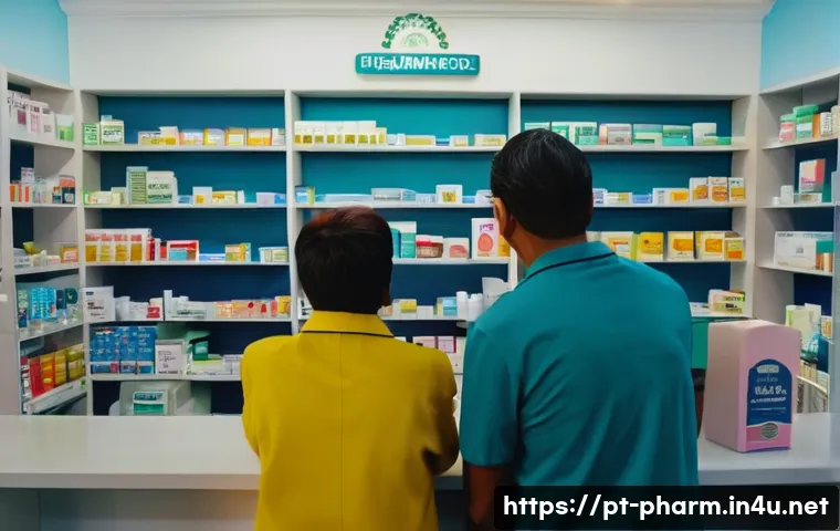 약사 약국 내 홍보 전략 - A warm and welcoming neighborhood pharmacy interior in a small Brazilian town, with elderly customer...