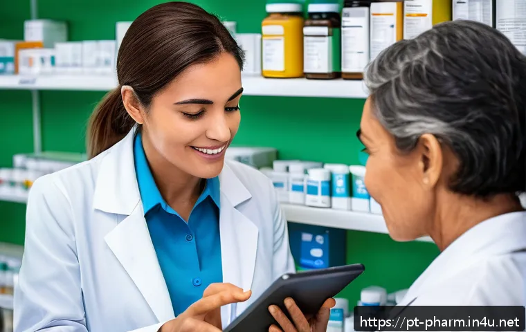 약사 실무 필수 기술 - A professional Brazilian pharmacist attentively listening and engaging in active communication with ...