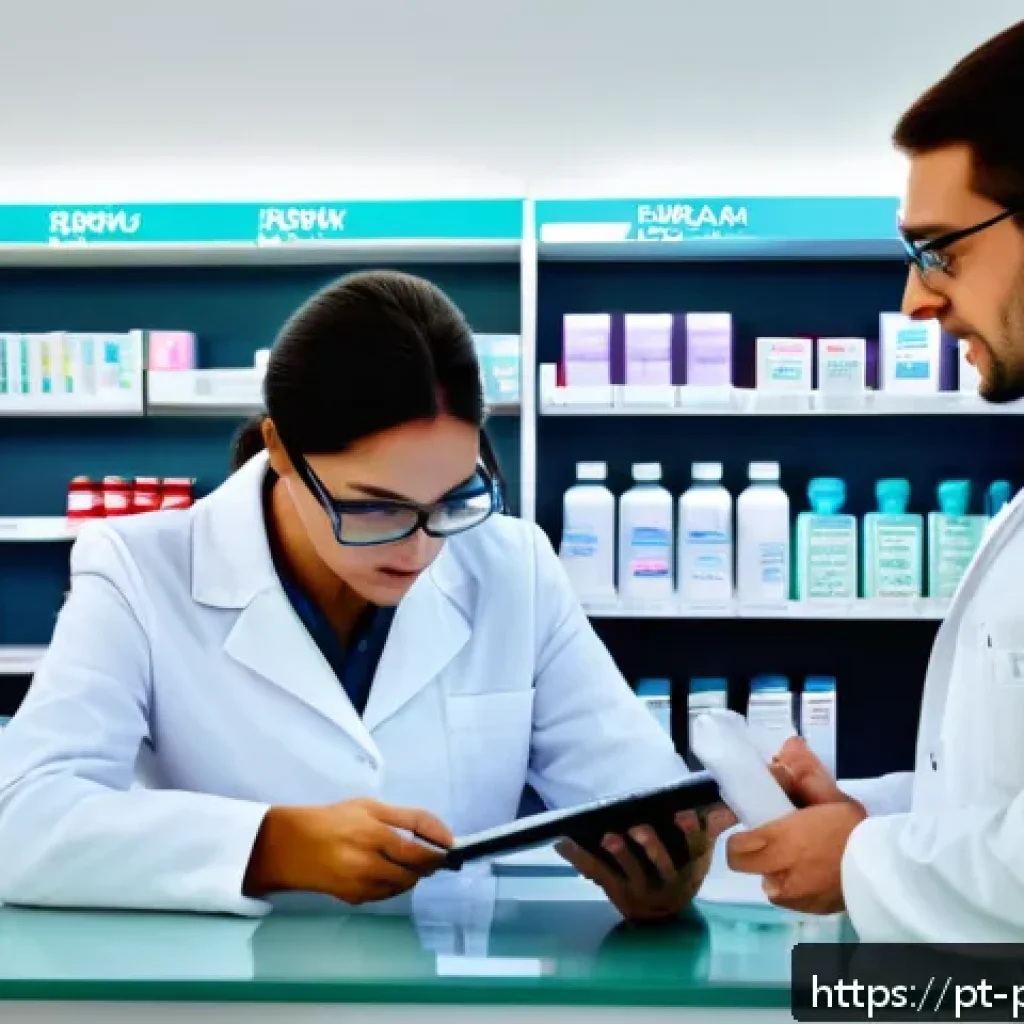 약사 근무 환경과 스트레스 관리 - A busy pharmacy counter scene in Brazil, showing a focused pharmacist wearing a white lab coat and g...
