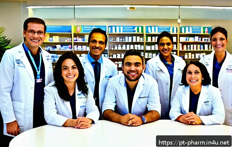 약사 직무 만족도를 높이는 팁 - A bright and modern pharmacy team meeting room with diverse Brazilian pharmacists in professional at...