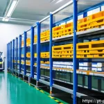 Home 23 약사 약물 공급망 관리 방법 - A modern pharmaceutical warehouse interior with advanced automation technology: robotic arms and con...